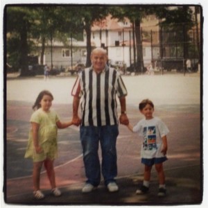 My father and my children, in the park my father played in as a child. 